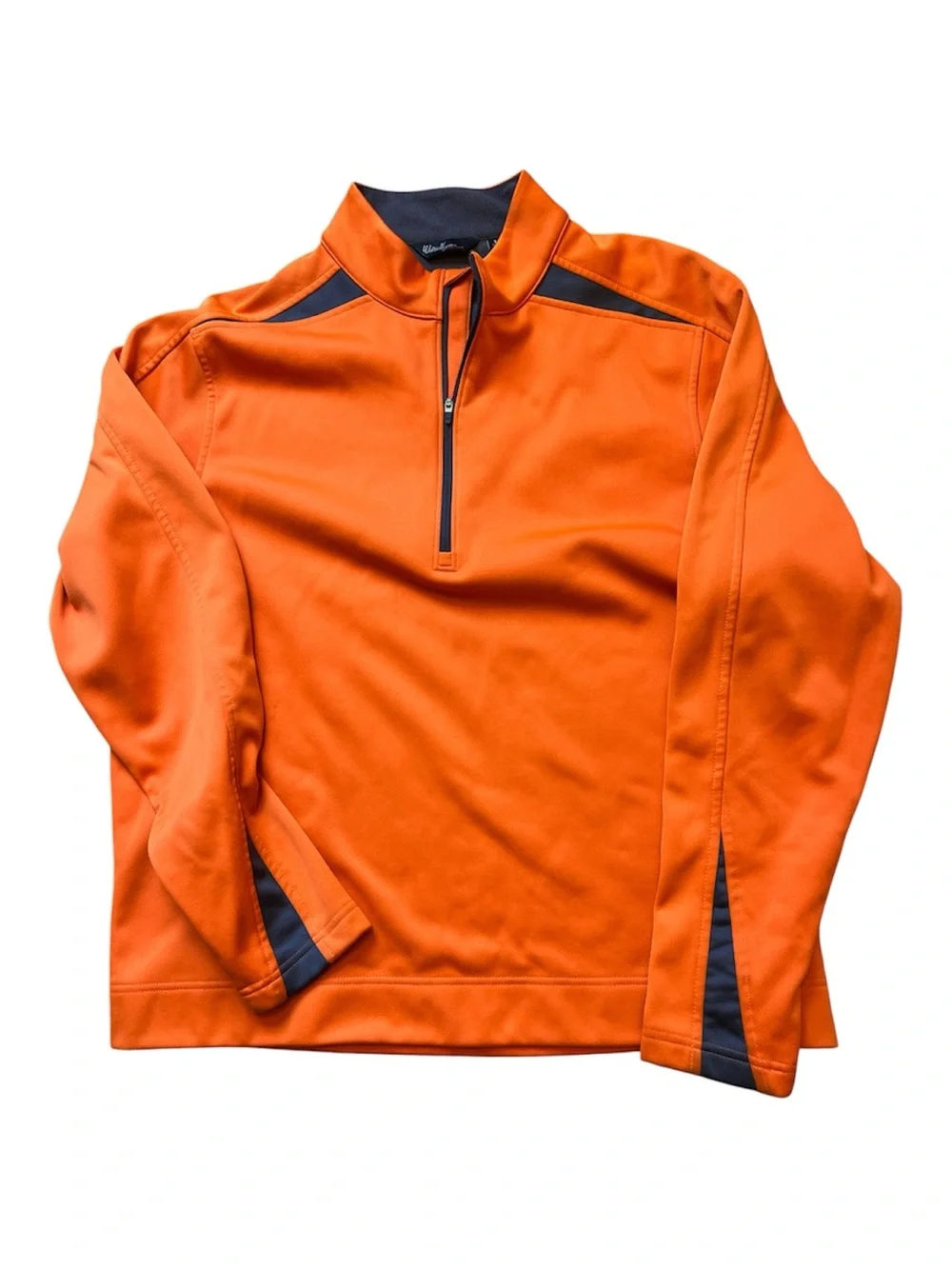 Walter Hagen Mens Large Orange Quarter Zip Golf Pullover Long Sleeve